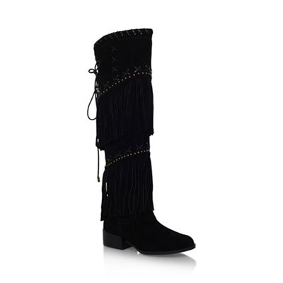 Carvela Black 'Whip' low heel knee boot
